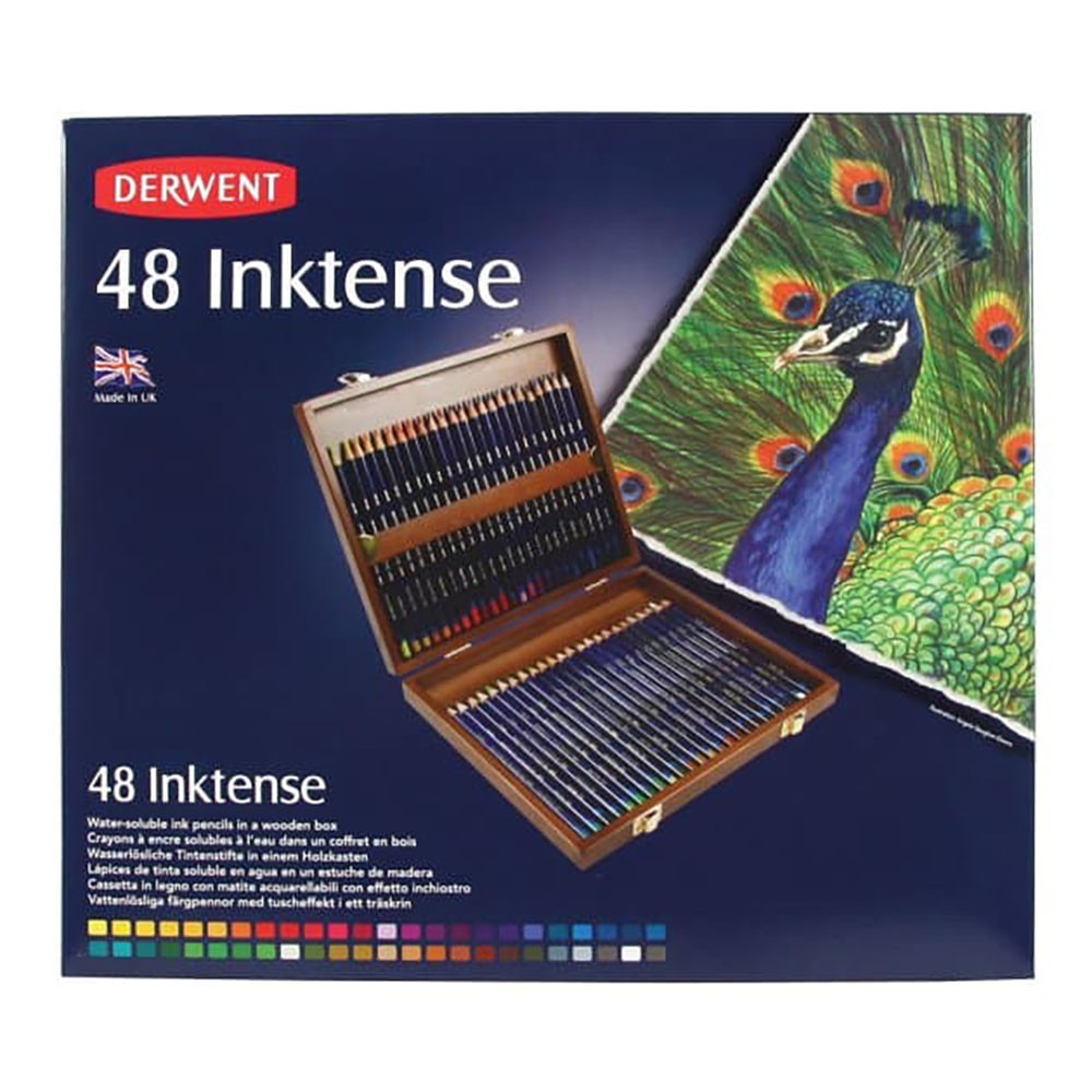Set 48 creioane acuarela in cutie lemn - Derwent Inktense 2300151