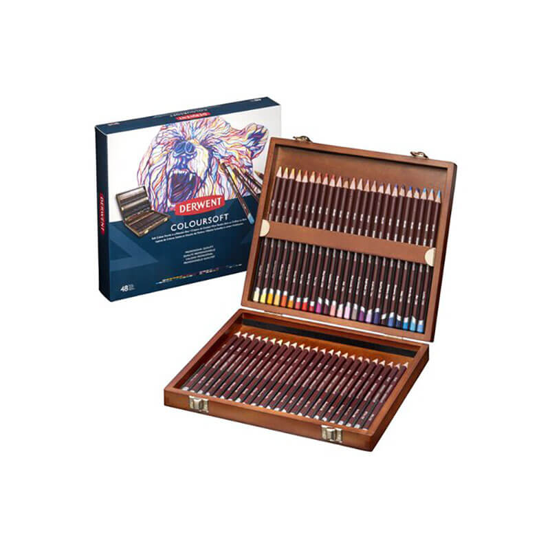 Cutie lemn 48 creioane colorate Coloursoft Derwent