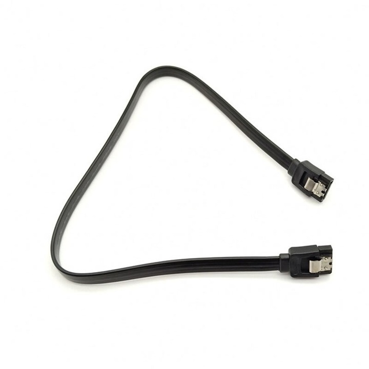 Cablu SATA3 date Active, pentru hdd, ssd, dvd, 40cm, clips metalic, sata III 3, negru