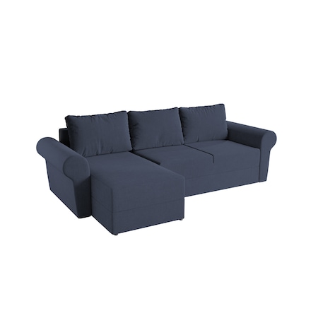 Coltar Bonito, extensibil, cu lada depozitare, stofa, 260 x 140 x 85 cm, Bleumarin