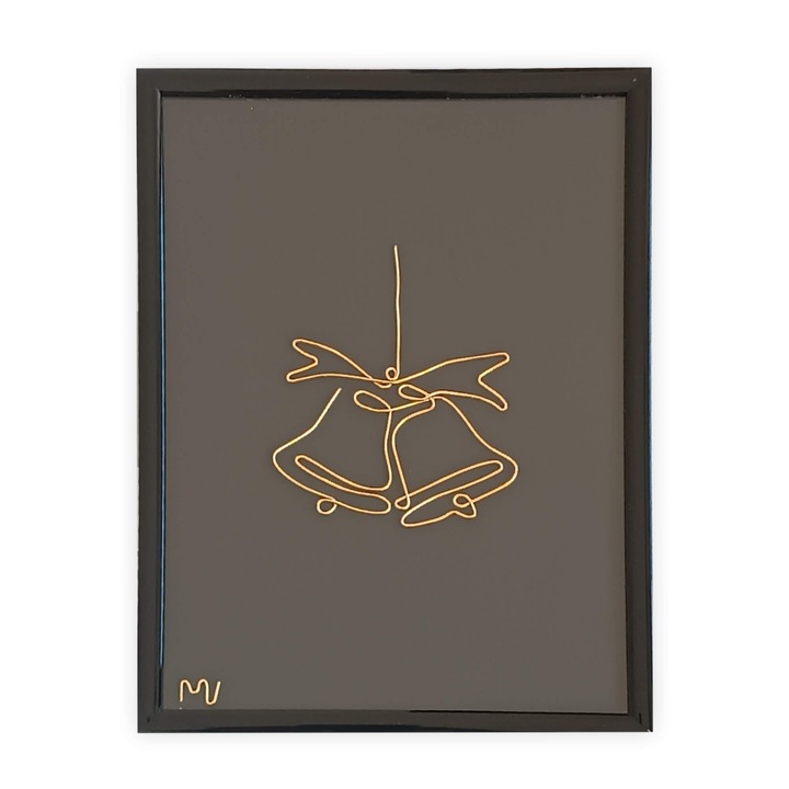 Tablou placat cu aur, Clopotei, 13x18 cm