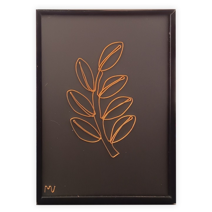 Tablou placat cu aur, frunza de Acacia, 18x24 cm