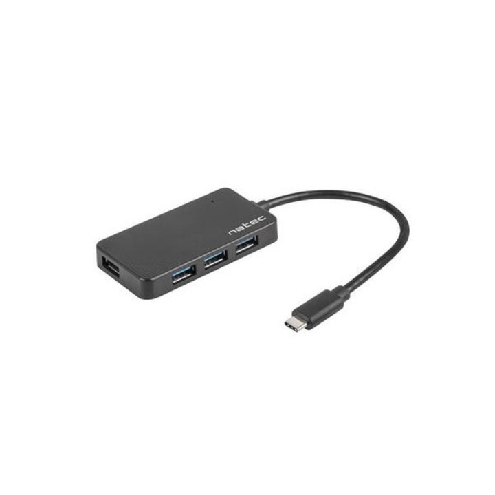 USB хъб Natec, Silkworm 4 x USB 3.0, USB-C връзка, Черен