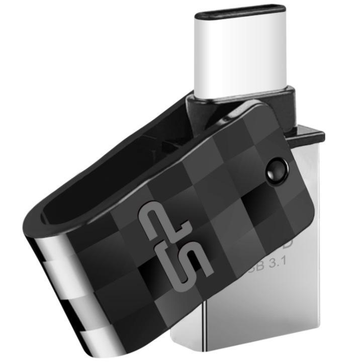 Stick memorie Dual USB Flash Drive C31, Silicon Power, USB 3.1/Type-C, 32 GB, Negru