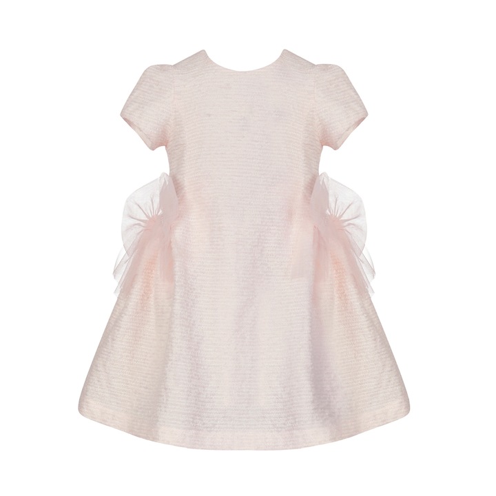 Rochie de ocazie texturata cu funde de tul 880, Roz pal