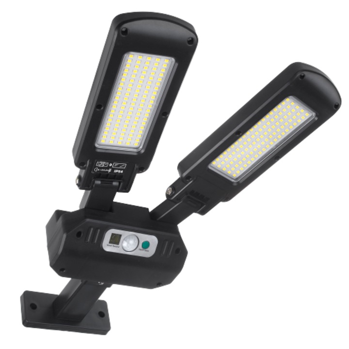 LED соларна лампа, двойна, Maclean MCE447, черна