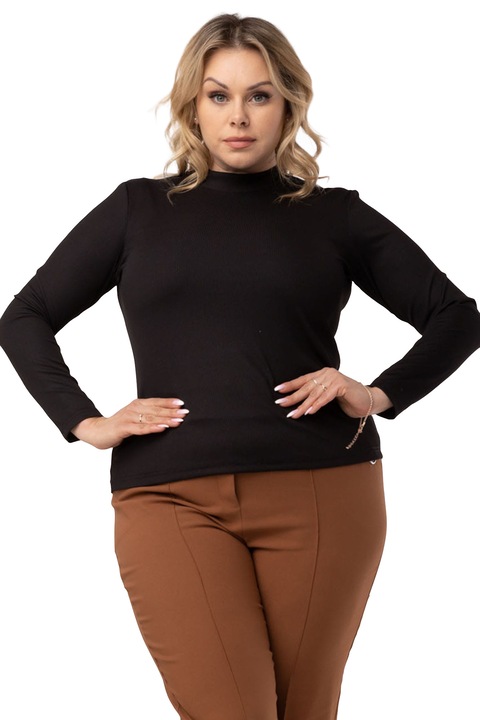 Bluza dama, Karko, Guler inalt, Bumbac, Negru, Negru