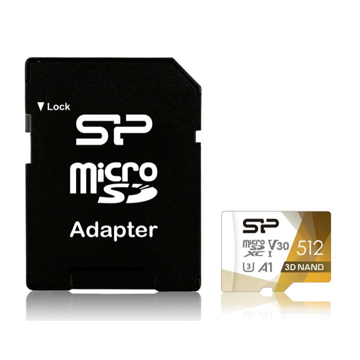 MicroSDXC карта с памет, Silicon Power, 512 GB, Class 30, UHS-I