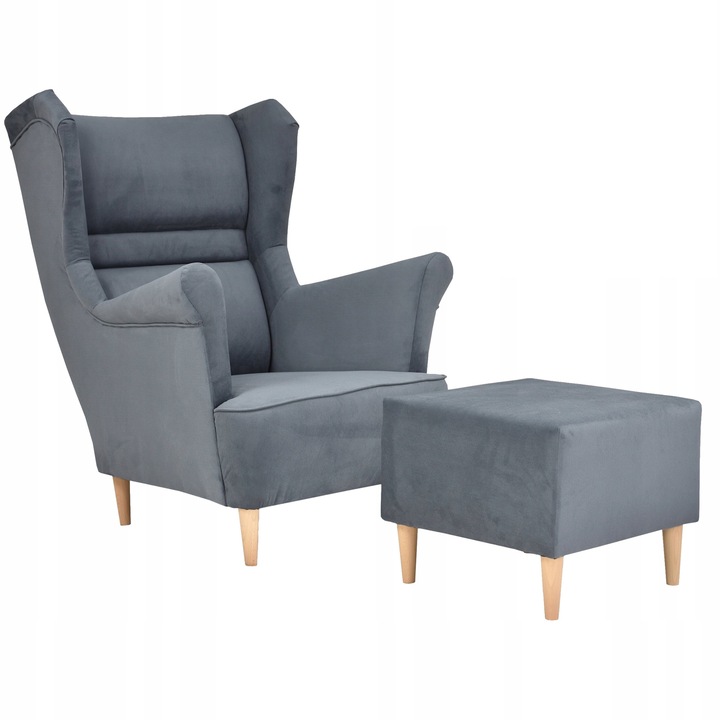 Zoja fix fotel Scandinavian Velvet Puff, antracit gyöngy, 104x84x92 cm