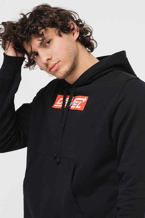 Diesel, Hanorac cu imprimeu logo Ginn, Rosu/Alb/Negru, S