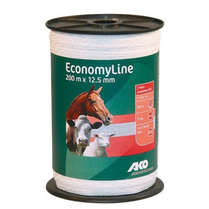 Banda Economyline pentru gard de pasune Ako, 200 m, latime 12.5 mm