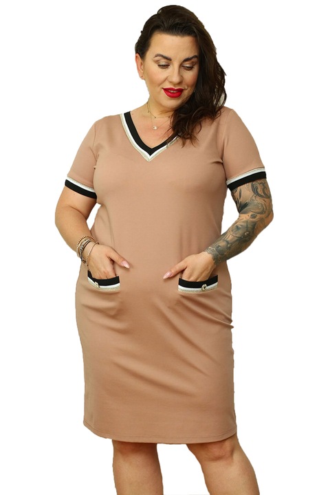 Rochie pentru femei, KARKO, Viscoza, Bej