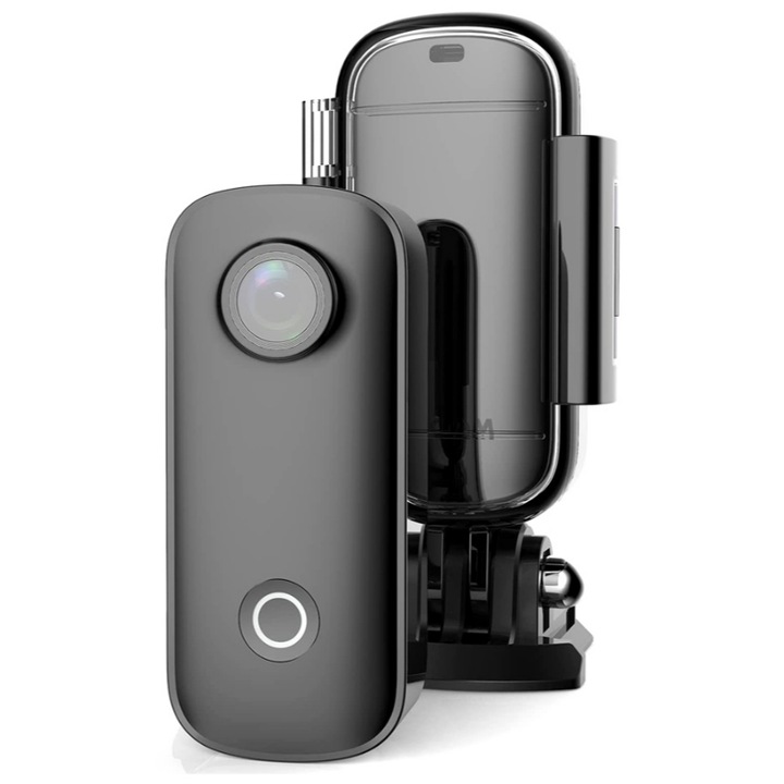 Видеокамера Sjcam Mini Action Cam C100+, Водоустойчива, 2K, 15MP, Wi-Fi, Черен