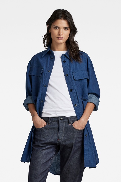 G-STAR, Camasa supradimensionata cu buzunare aplicate, Albastru, S