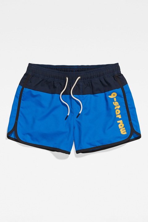 G-STAR, Logómintás fürdőnadrág, Sötétkék/Királykék, M
