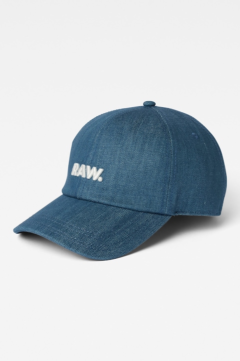 G-Star RAW, Памучна шапка с лого, Син меланж