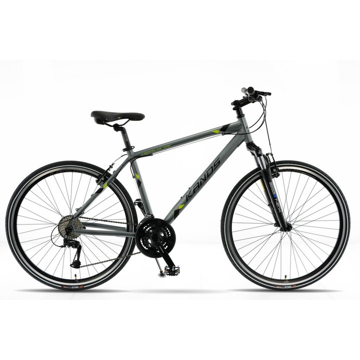 Bicicleta Cross Bike, KANDS, Aluminiu, 28', 19', Gri/Verde
