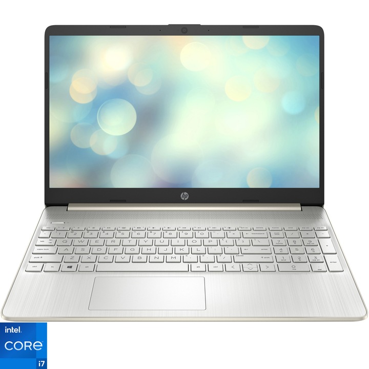 Laptop HP 15s-fq5004nq cu procesor Intel® Core™ i7-1255U pana la 4.70 GHz, 15.6", Full HD, IPS, 16GB DDR4, 1TB SSD, Intel® Iris® Xe Graphics, Free DOS, Warm Gold
