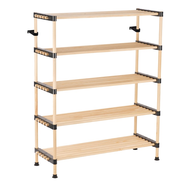 Raft modular din lemn cu 5 polite, SEOWOOD, SC-7605, 92 cm