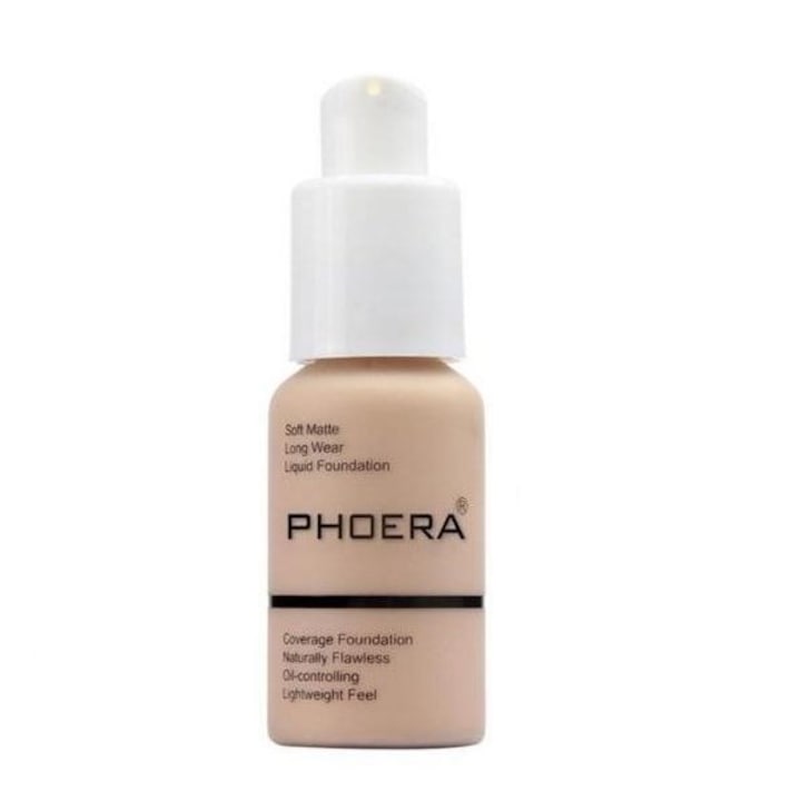 Phoera Soft Mate Full Coverage mattító folyékony alapozó, magas fedőképességű, 30 ml, Nude árnyalat