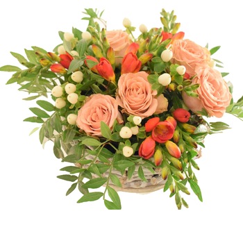 Aranjament Floral Cos cu Frezii Aranjament Floral Cos cu Frezii