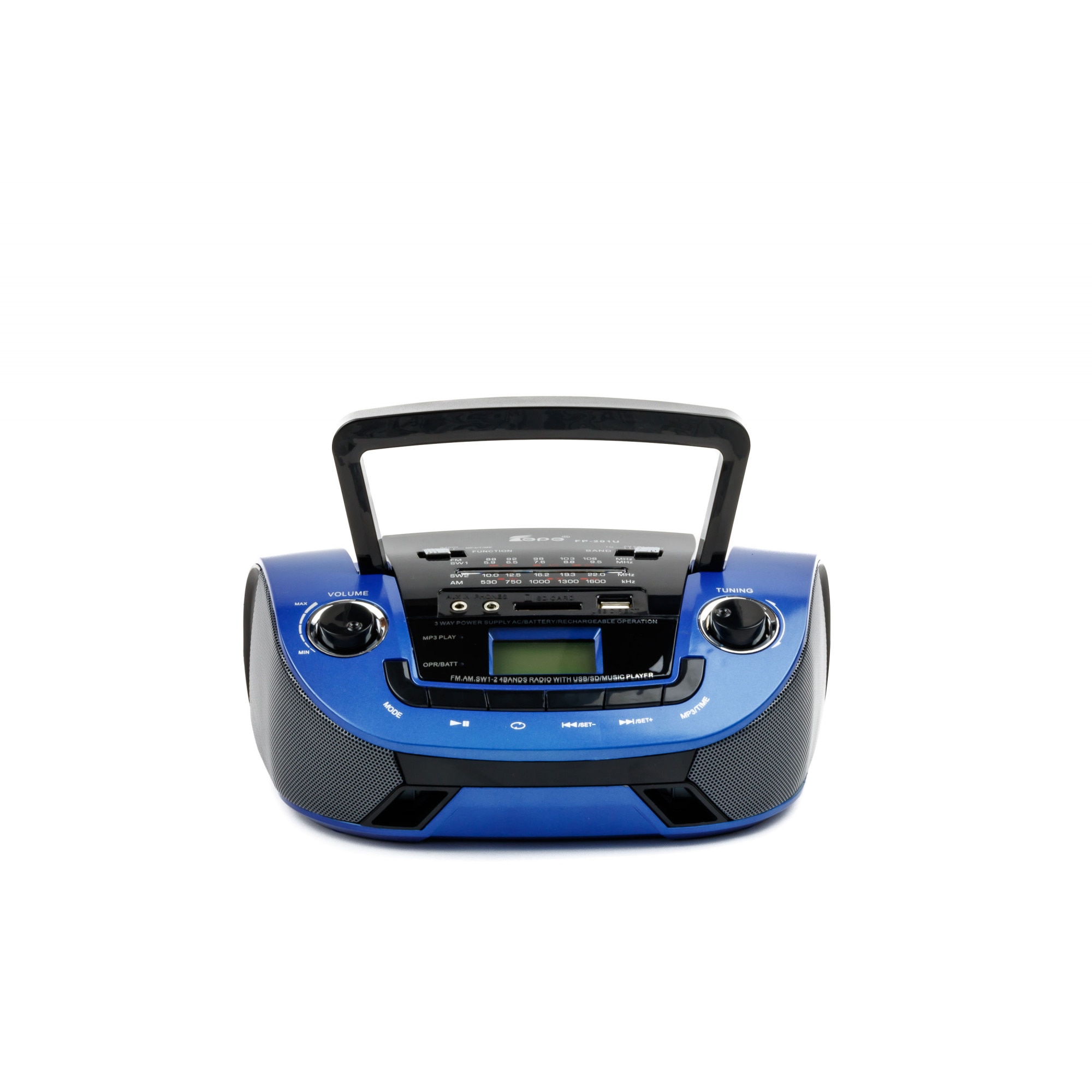 Radio cu MP3 Player Fepe FP-201U, USB, SD card, AM/FM/SW1/SW2, culoare albastra