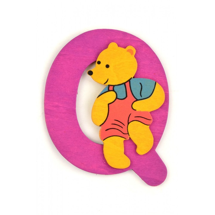 Litera din lemn Q, Multicolor