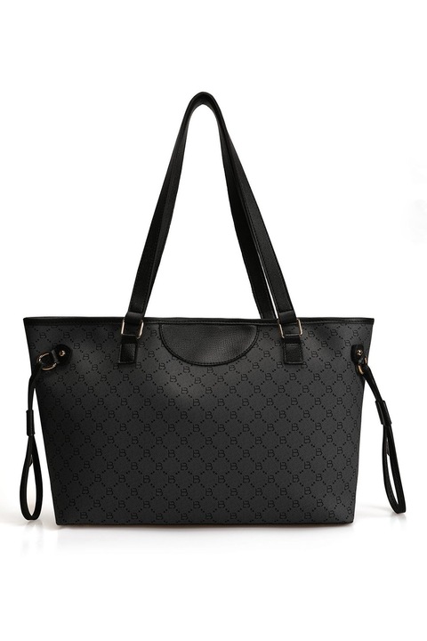 Lucky Bees, Чанта от еко кожа с лого, Черен