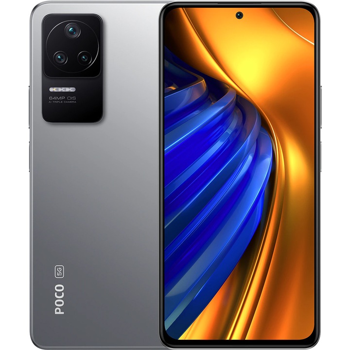Telefon mobil Xiaomi Poco F4, Dual SIM, 128GB, 6GB RAM, 5G, Argintiu