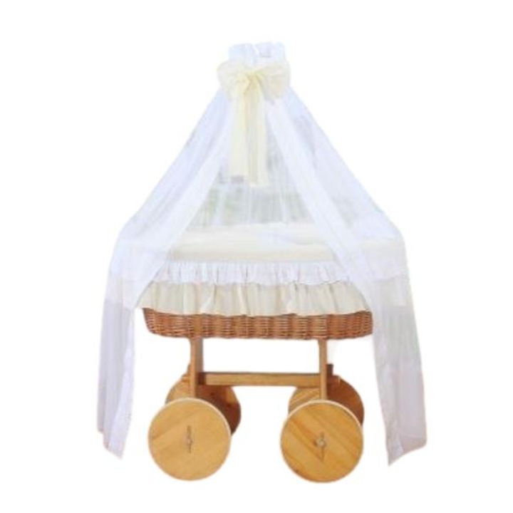 Кошче с балдахин за бебета, My Sweet Baby, Ракита/Памук, Бежов