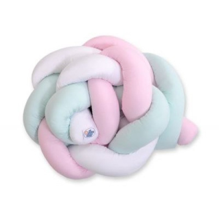Protectie impletita pentru patut, My Sweet Baby, Bumbac, 180 cm, Verde/Roz
