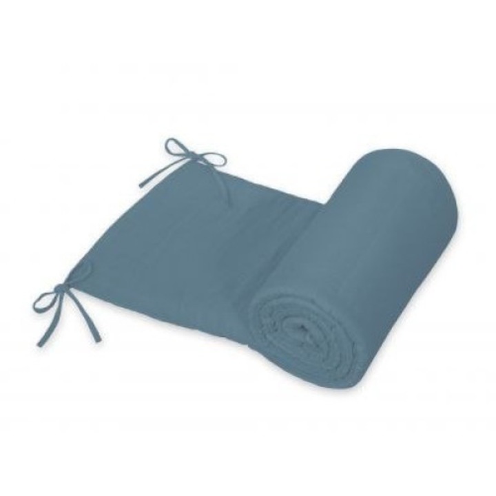 Protectie laterala patut, My Sweet Baby, Muselina, 180x30 cm, Albastru