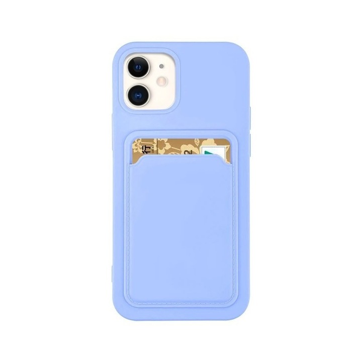 Capac Protectie Spate Colectia Soft Card Slot Compatibil Cu iPhone 12 - Mov Deschis