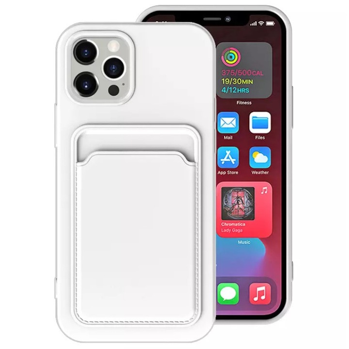 Capac Protectie Spate Colectia Soft Card Slot Compatibil Cu iPhone 13 Pro Max - Alb