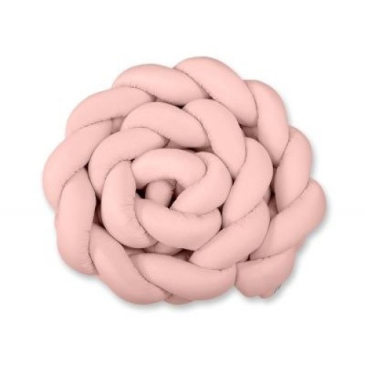 Protectie impletita pentru patut, My Sweet Baby, Bumbac, 360 cm, Roz