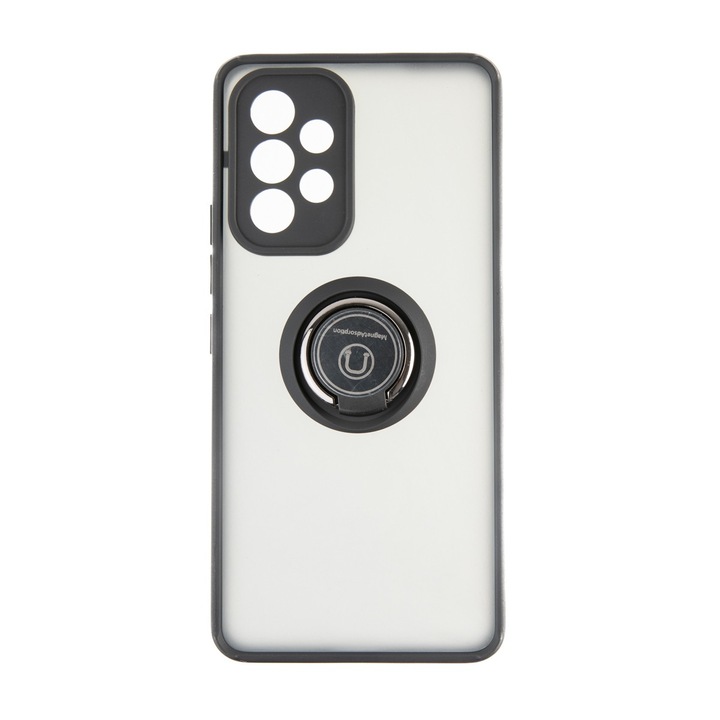 Capac Protectie Spate Colectia Soft Shape With Ring Compatibil Cu Samsung Galaxy A53 5G - Negru