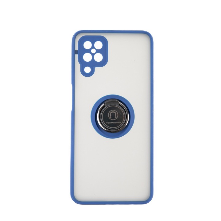 Capac Protectie Spate Colectia Soft Shape With Ring Compatibil Cu Samsung Galaxy A12 - Albastru