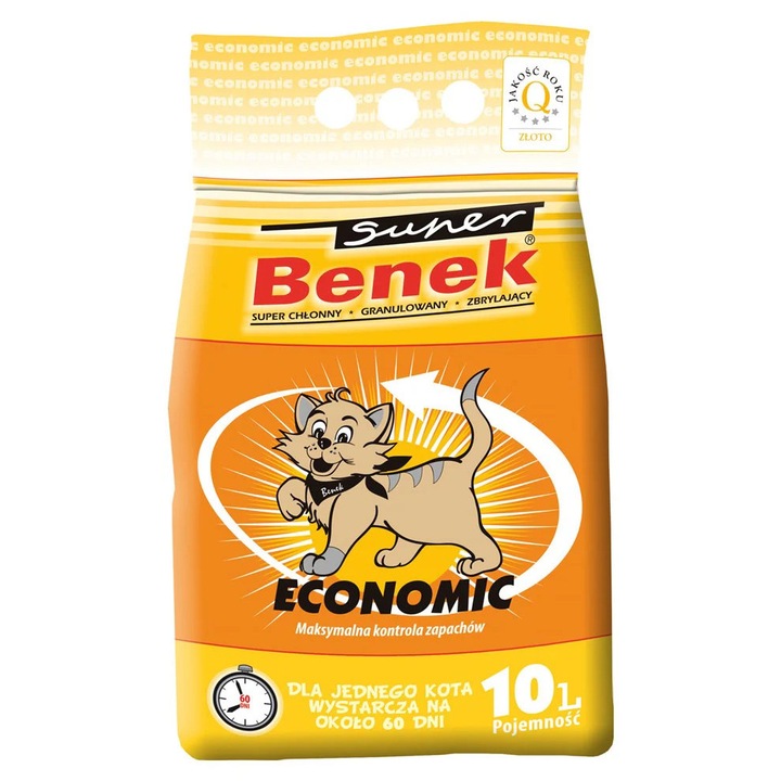 Litier pentru pisici, Super Benek Economic, Nisip, Durabil, 10L