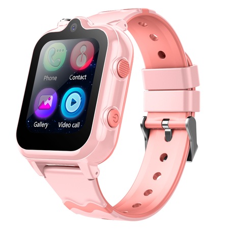 Ceas smartwatch GPS copii cu localizare si telefon Techone™ KT18, 1.7 inch RETINA, 4G LTE, apel video, camera HD dubla, Wi-Fi, rezistent la apa IP67, telefon, bluetooth, SOS, monitorizare spion, Roz
