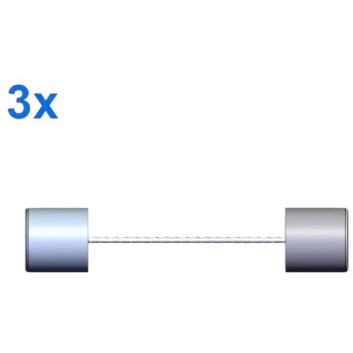 Set 3 sigurante rapide, Tub din sticla, 6 x 30 mm, 30A