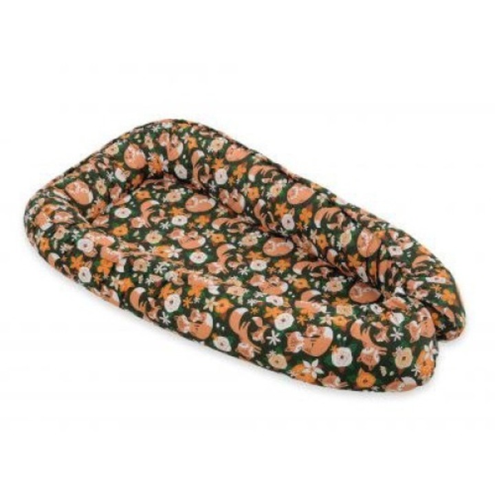 Бебешкo гнездо за спане, Bobono, Тип пашкул/химикал, Десен лисица, Памук, Многоцветен