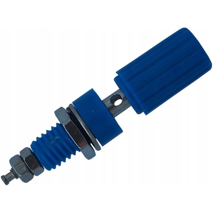 Banán csatlakozó, hangszóróhoz, Sky csavar, 4 mm, kék