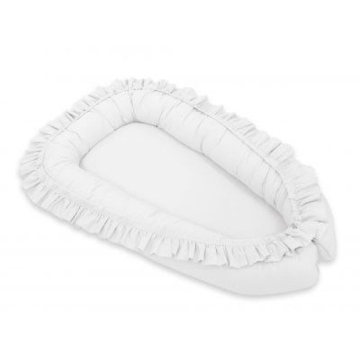 Cosulet bebelus pentru dormit, My Sweet Baby, Tip cocon/tarc, Model vulpe, Bumbac, Alb