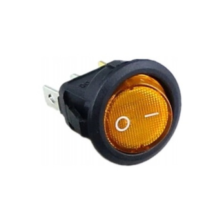 Be/ki kapcsoló, SPST, 12V, LED DC, Sárga