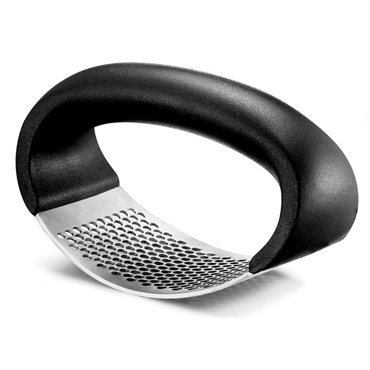 Kézi fokhagymanyomó HUH-0015, Rozsdamentes acél, Fekete/Ezüst