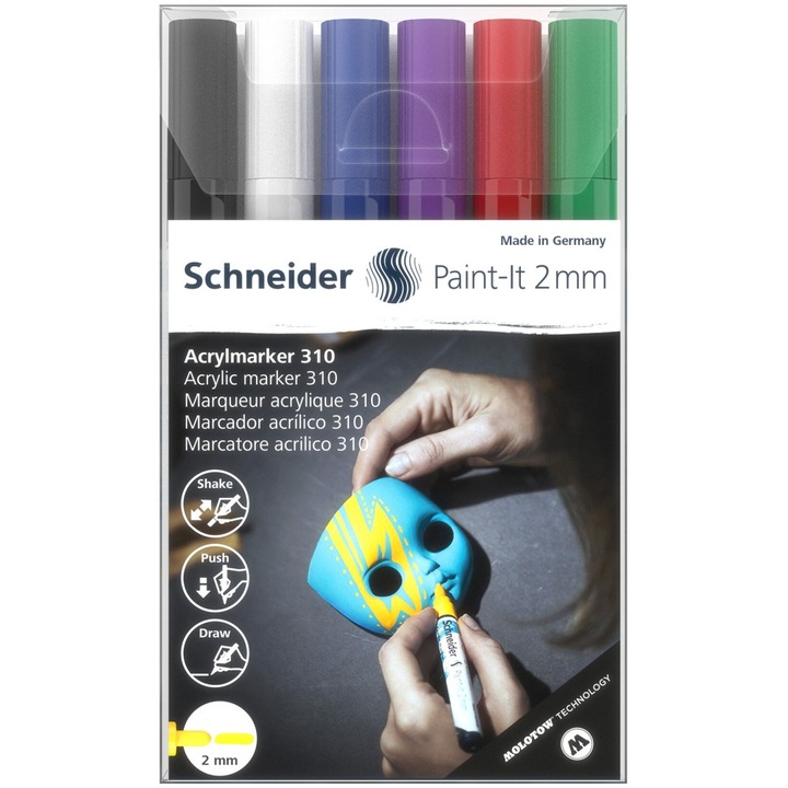 Marker cu vopsea acrilica Schneider Paint-It 310, 2 mm, 6buc/set1