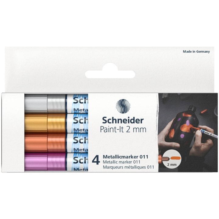 Маркер Schneider Paint-It 011, Металик, 2 мм, 4 броя/комплект 1