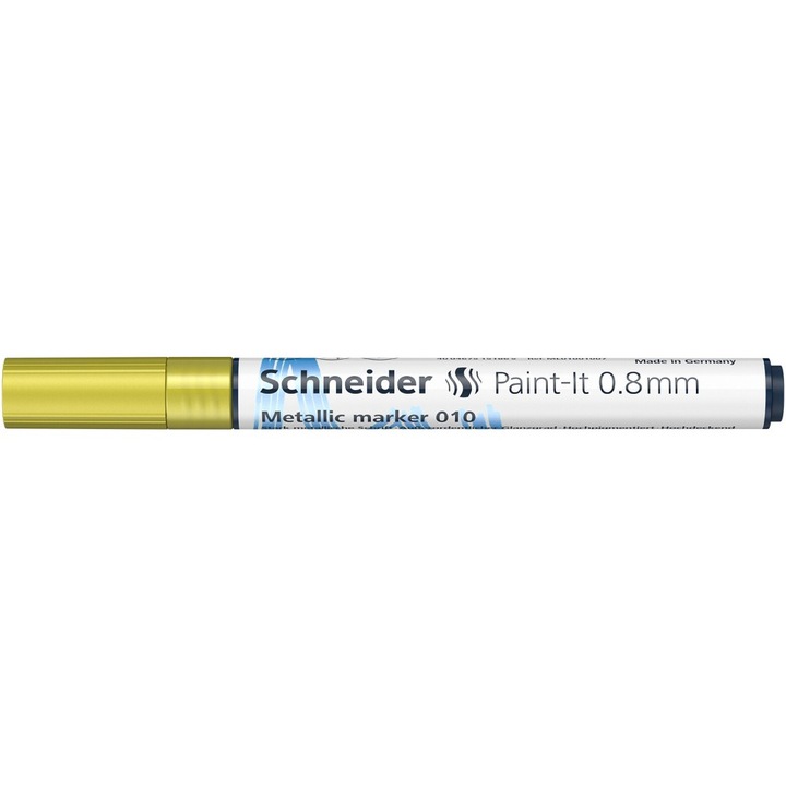 Маркер Schneider Paint-It 010, Металик, 0.8 мм, Жълт металик