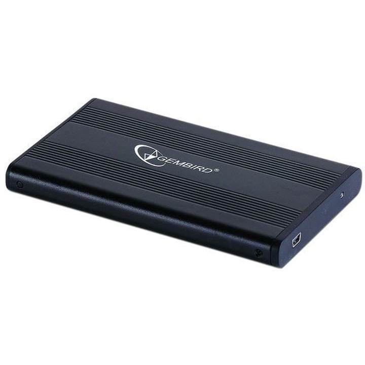Gembird HDD/SSD ház, 2.5 SATA - USB 2.0, Alumínium, Fekete