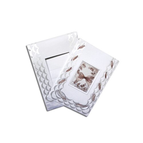 Invitatie de nunta alba cu panglica , 33714